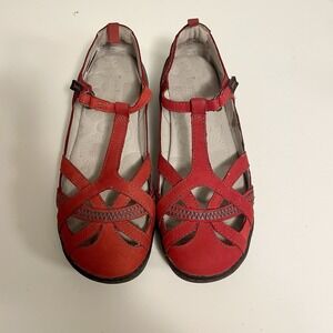 Jambu 7.5 M Womens Red Leather‎ Charley T-Strap Walking Shoes Mary Jane